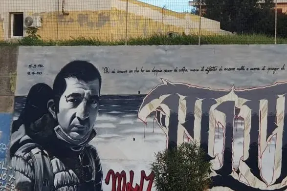 Il Murale per Mario Sedda - Porto Torres (foto Pala)