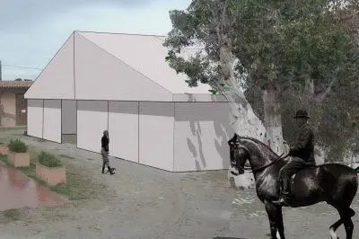 Il rendering del maneggio coperto