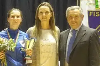 Isabella Fuccaro, Valentina Vezzali e Giorgio Scarso, presidente Fis