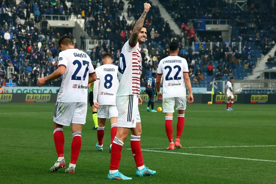 Pereiro esulta dopo il gol a Bergamo (Ansa)