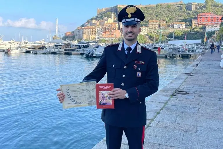 Il maresciallo Gianluca Passalacqua che ha ricevuto la menzione d’onore al premio Caravaggio (foto Pittau)