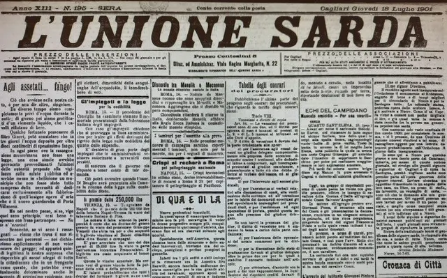 L'articolo di Grazia Deledda pubblicato da L'Unione Sarda il 18 luglio 1901