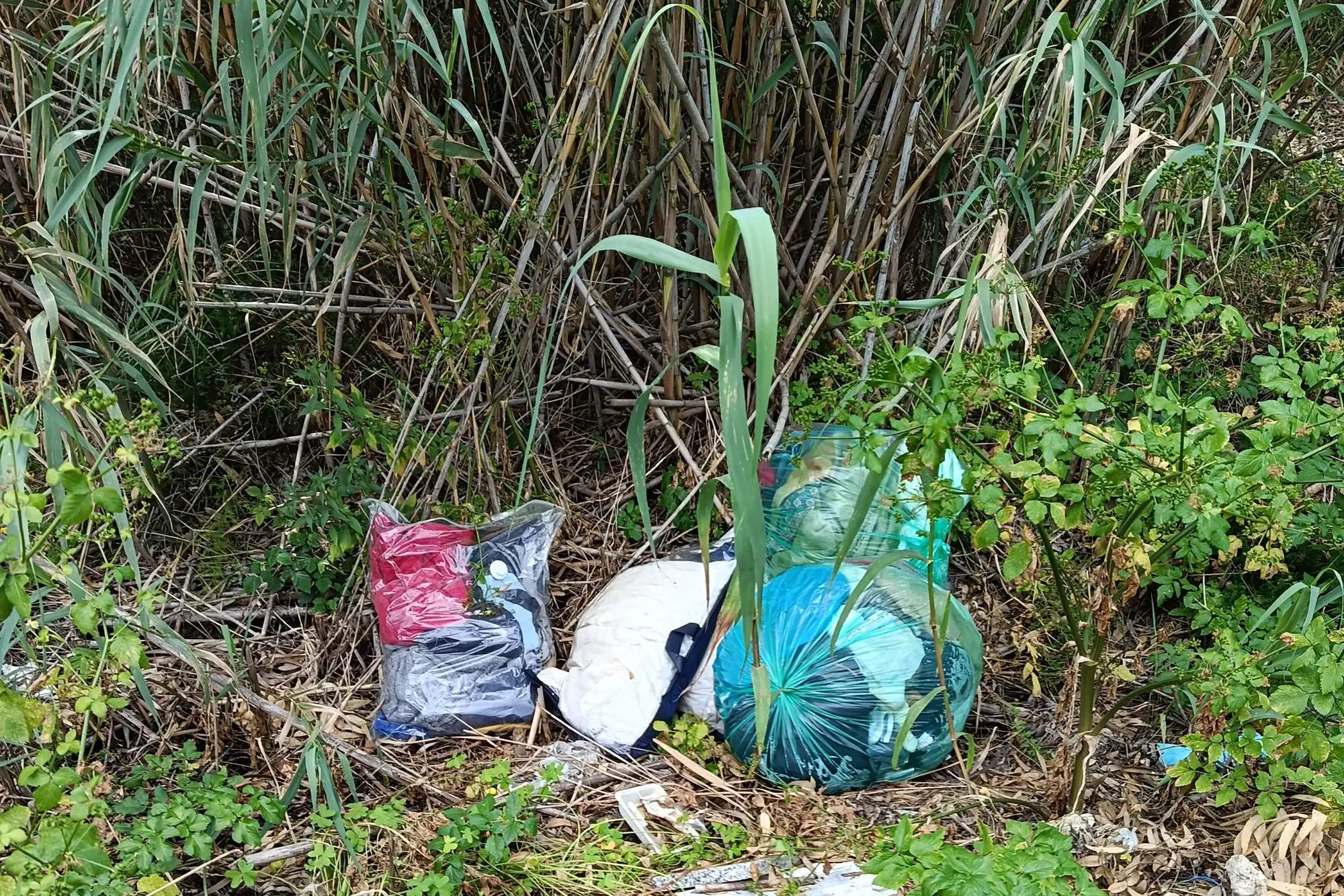 Sacchi di rifiuti abbandonati a Nuraxinieddu