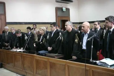 Avvocati e pm in aula durante la lettura della sentenza sul caso Fideuram in primo grado