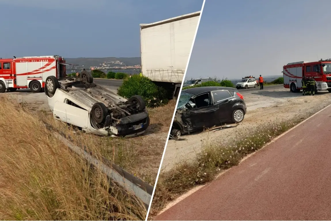I mezzi coinvolti nell'incidente a Sant'Antioco (Stefano Garau)