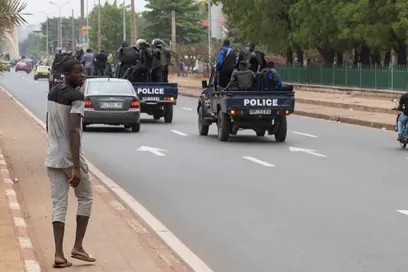 epa09226733 Malian riot police drive towards the Independence square during an attempted protest against the military action in Bamako, Mali, 25 May 2021. The president and prime minister of the Mali transitional government, President Bah Ndaw and Prime Minister Moctar Ouane, were detained and taken to an army camp in Kati outside Bamako in the night. Reports indicate this was a reaction by Mali military officers in disagreement over a government reshuffle causing fears of a new coup amongst Malians. EPA/HADAMA DIAKITE