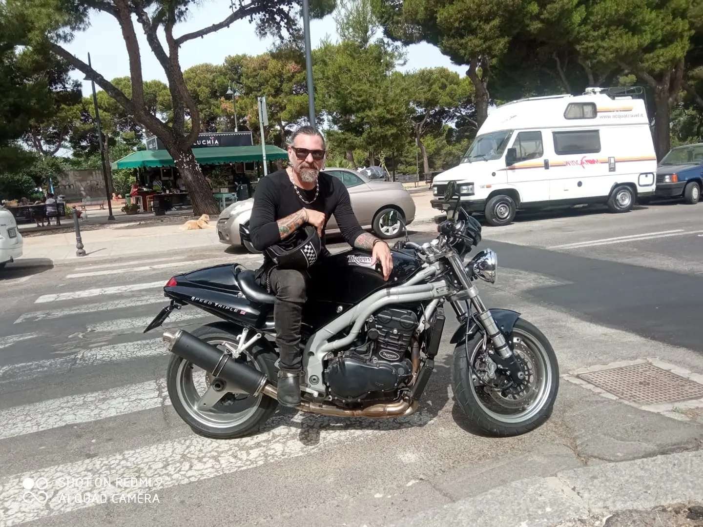 Joe Perrino in sella alla sua moto