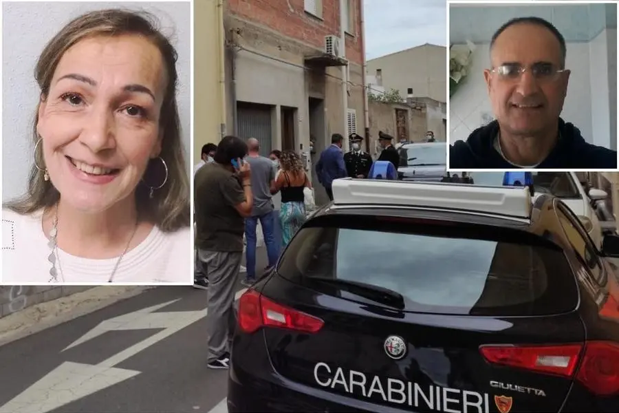 Il luogo in cui è avvenuto il delitto (L'Unione Sarda - Andrea Serreli); nei riquadri la vittima (a sinistra) e l'omicida (foto Facebook)