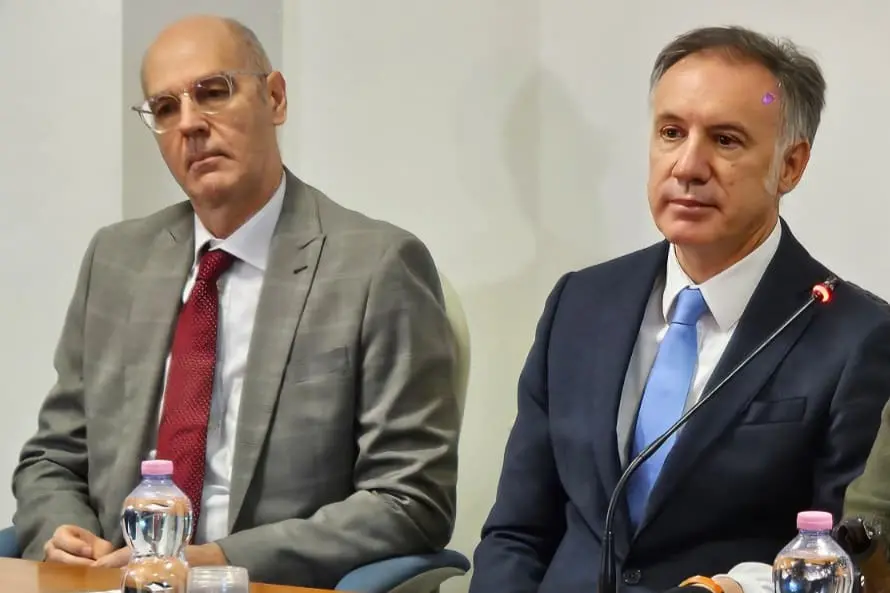 Giorgio Carboni e Maurizio Marcias, direttore sanitario e generale del Brotzu