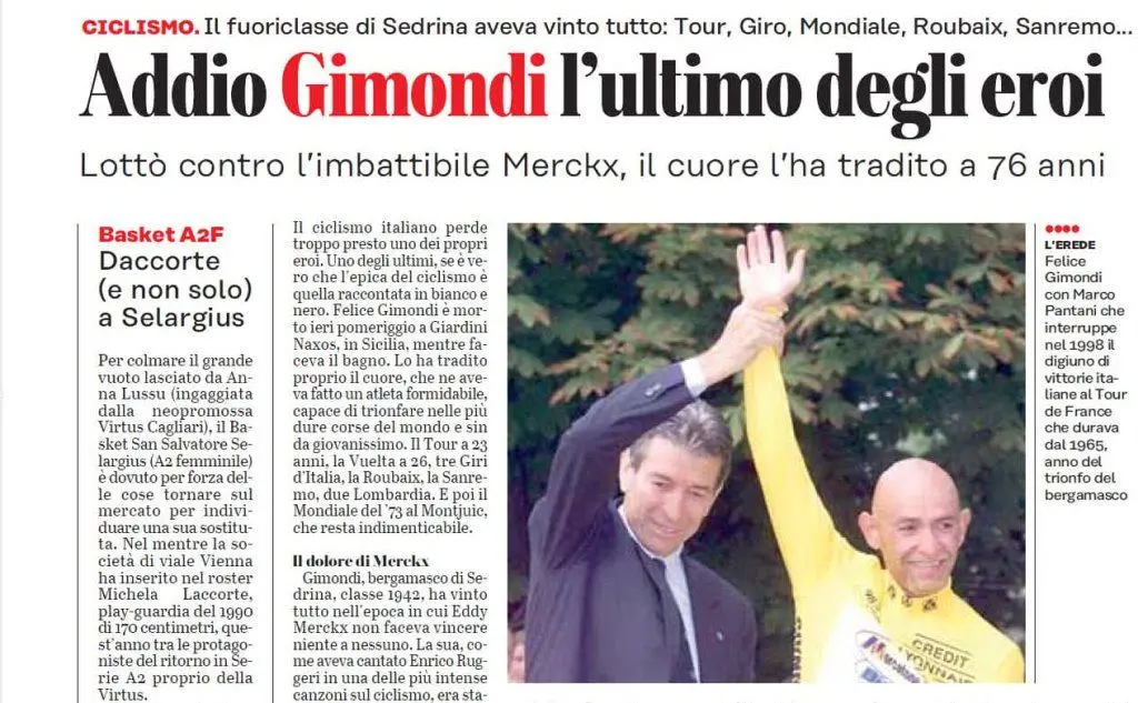 La notizia sulle pagine de L'Unione Sarda