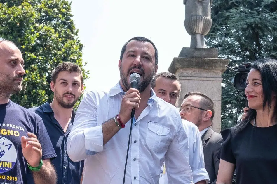 Salvini durante un comizio