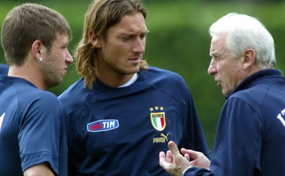 Antonio Cassano, Francesco Totti e Giovanni Trapattoni (Ansa)