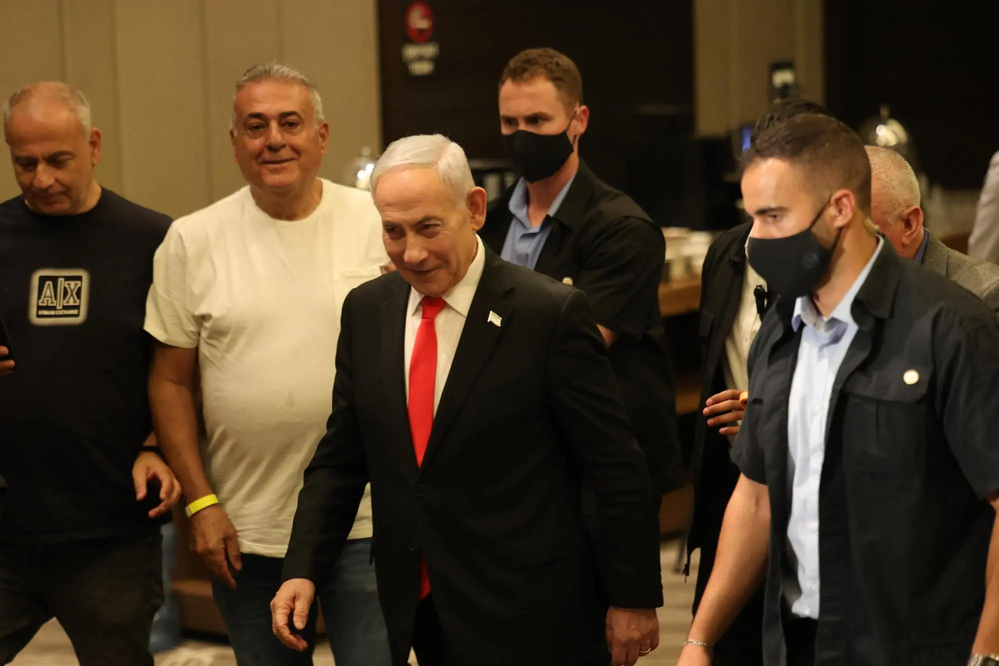 epa13222821 Benjamin Netanyahu (C), Israeli Prime Minister and leader of the Likud party, arrives for the party's presentation of new team members for the upcoming elections, in Jerusalem, Israel, 08 September 2026. Israel will hold elections for the 26th Knesset on 27 October 2026. EPA/ABIR SULTAN