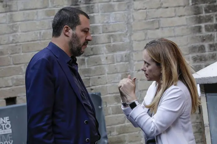 Giorgia Meloni e Matteo Salvini durante 'Atreju 2017', Roma, 22 settembre 2017. ANSA/GIUSEPPE LAMI