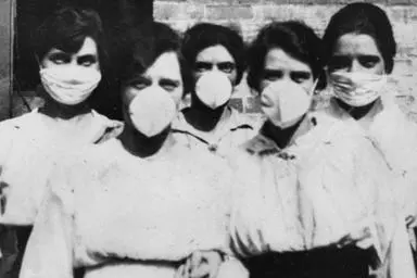 Un'immagine storia della febbre spagnola in Australia (foto Epa)