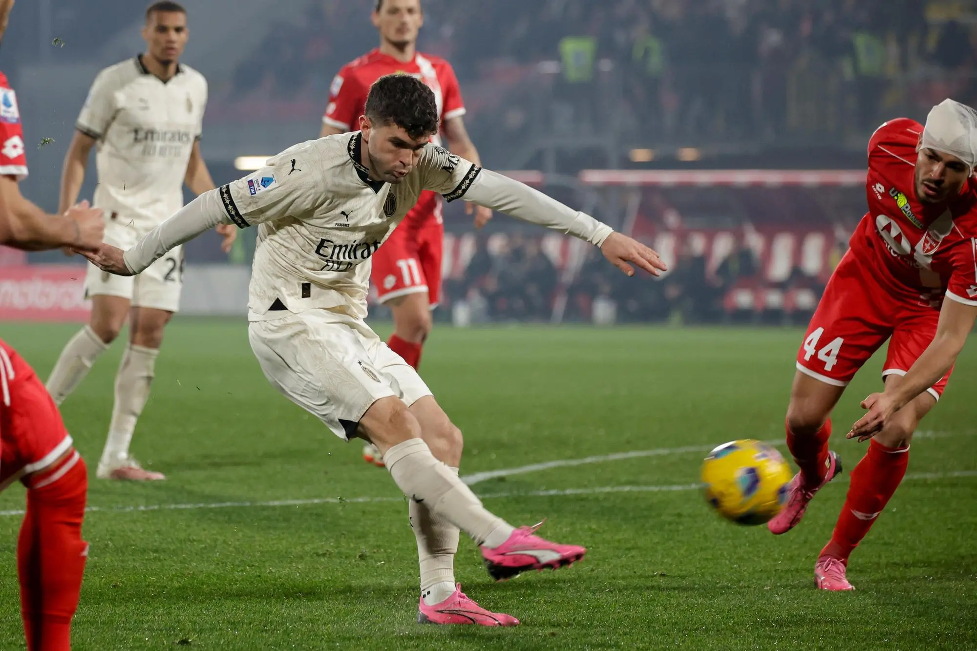 AC Milan's forward Christian Pulisic in action during the Italian Serie A soccer match between AC Monza and AC Milan at U-Power Stadium in Monza, Italy, 18 February 2024. ANSA / ROBERTO BREGANI