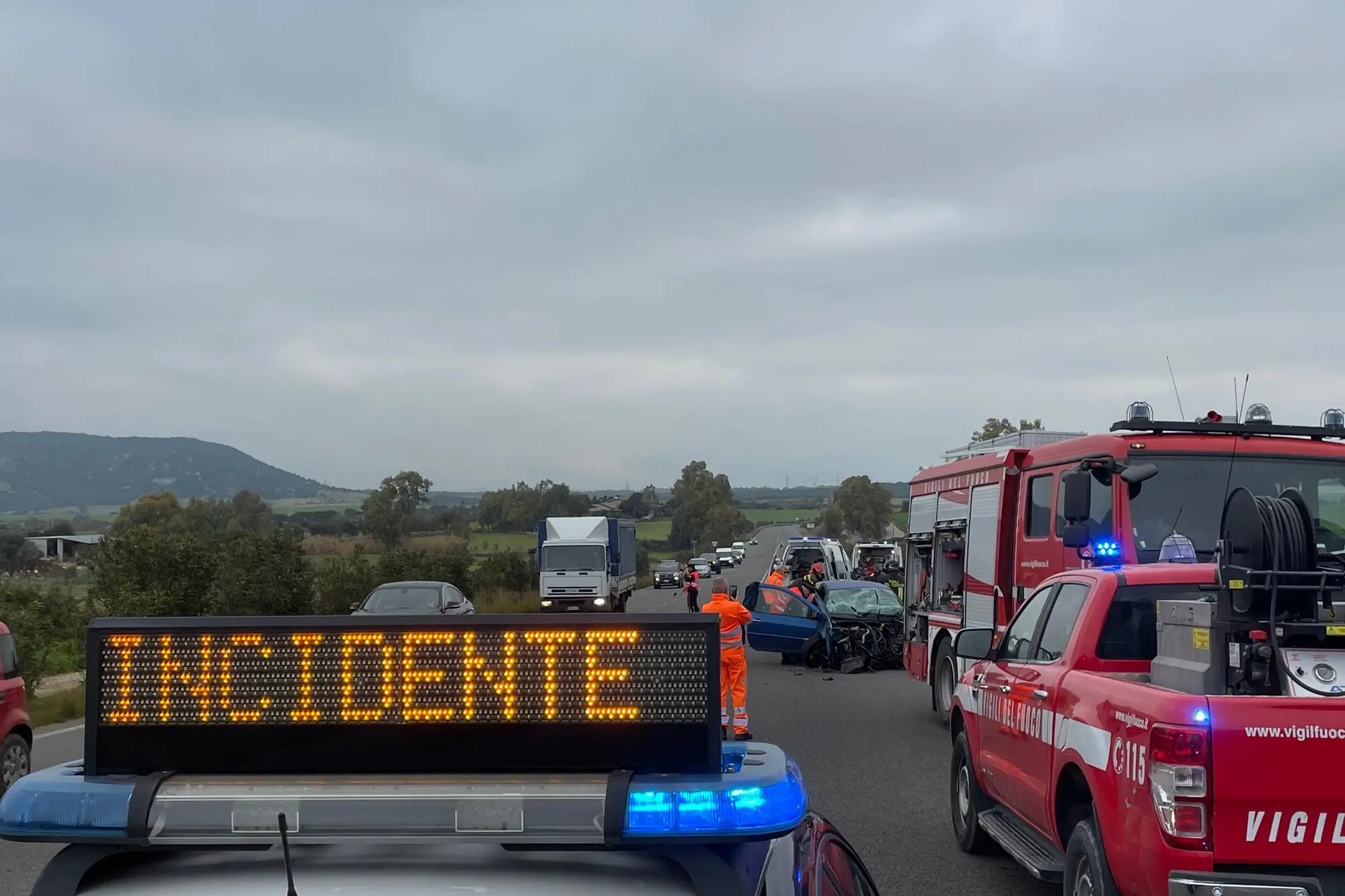 L'incidente fra Carbonia e Villamassargia (foto Fabio Murru)