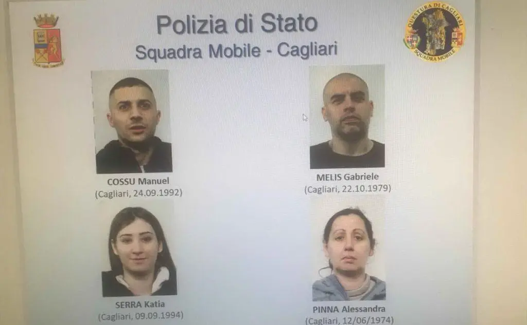 Gli arrestati dalla Squadra mobile di Cagliari (foto polizia)