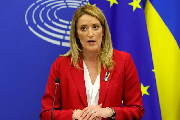 Roberta Metsola, Presidente del Parlamento europeo (foto Ansa)