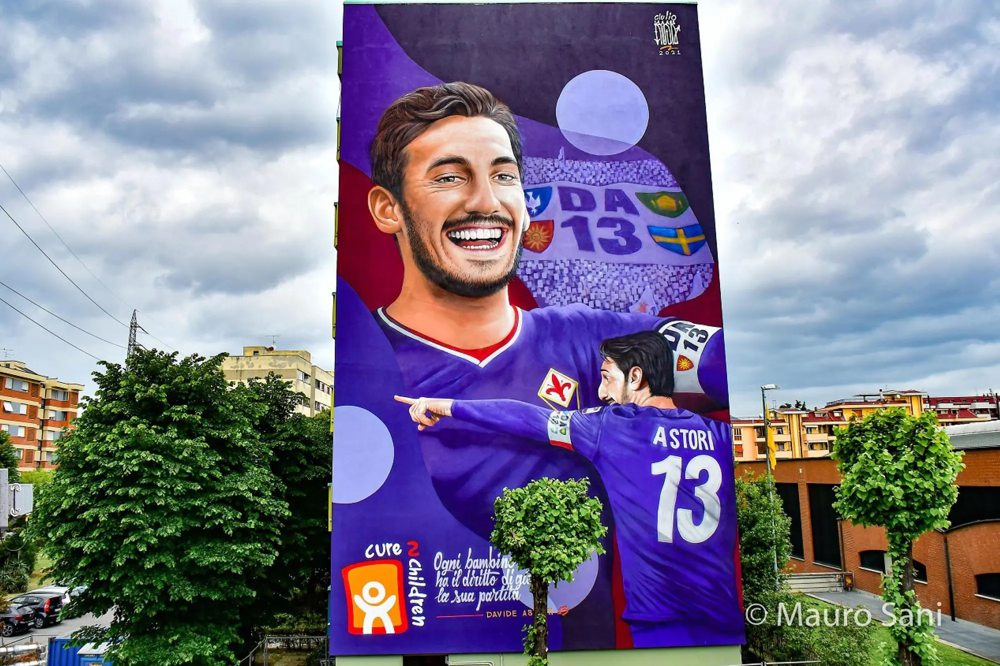 Inaugurazione del murale dedicato a Davide Astori realizzato dall'artista Giulio Rosk, Firenze, 24 maggio 2021. ANSA/UFFICIO STAMPA ++++ NO SALES, EDITORIAL USE ONLY +++