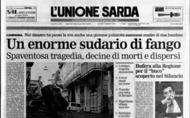 La notizia sulla prima pagina de L'Unione Sarda