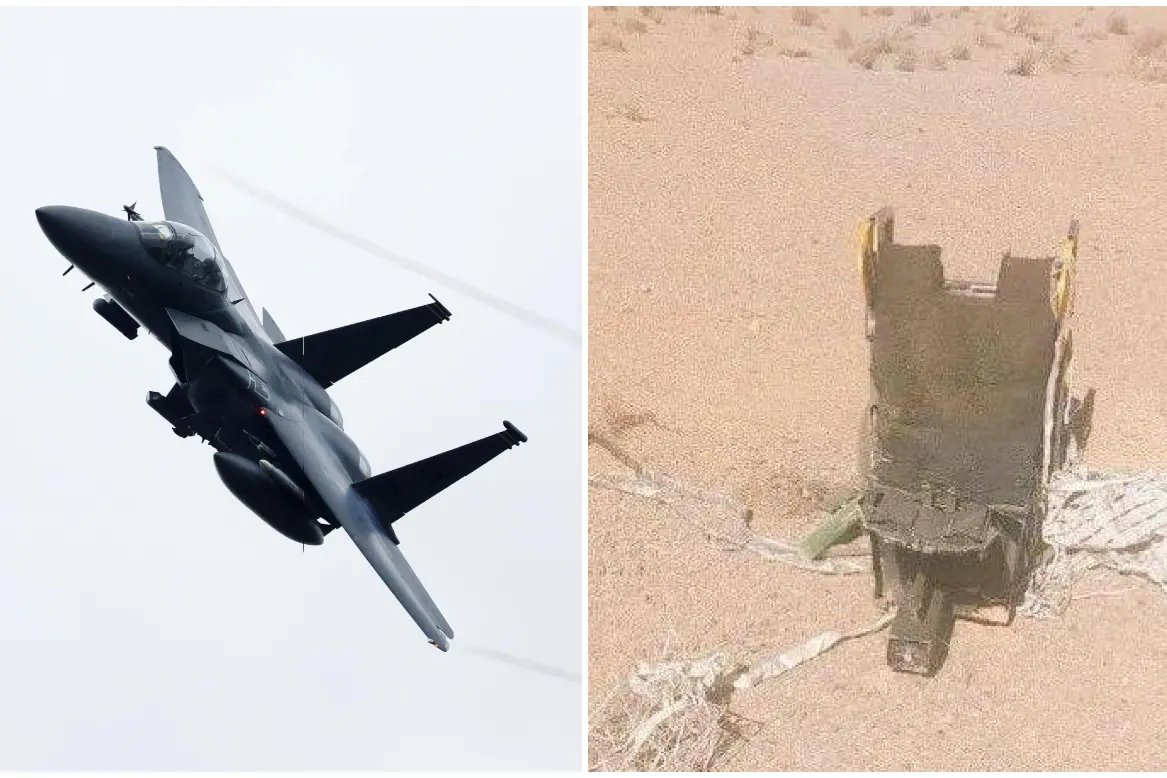 A destra uno dei due sedili del caccia Usa F-15E abbattuto in Iran ritrovato da alcuni residenti (Ansa)