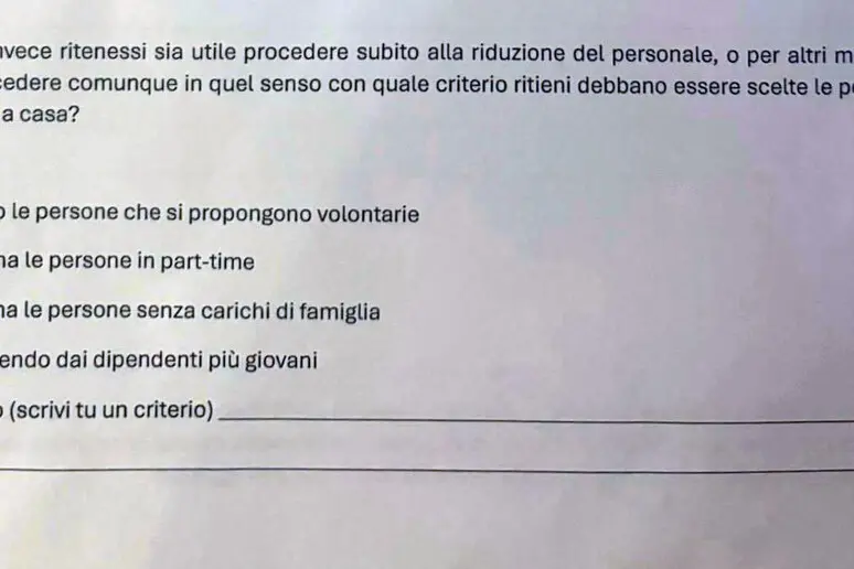 Treviso, lo strano questionario sottoposto ai dipendenti (foto ANSA)