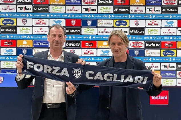 Nereo Bonato e Davide Nicola, direttore sportivo e allenatore del Cagliari (foto Spignesi)
