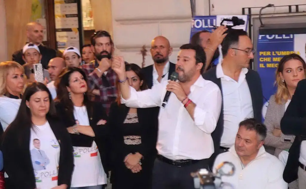 Matteo Salvini in Umbria (Ansa)