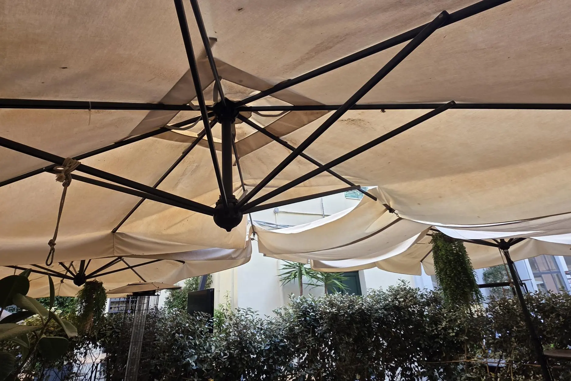 Squarci negli ombrelloni del ristorante Liberty