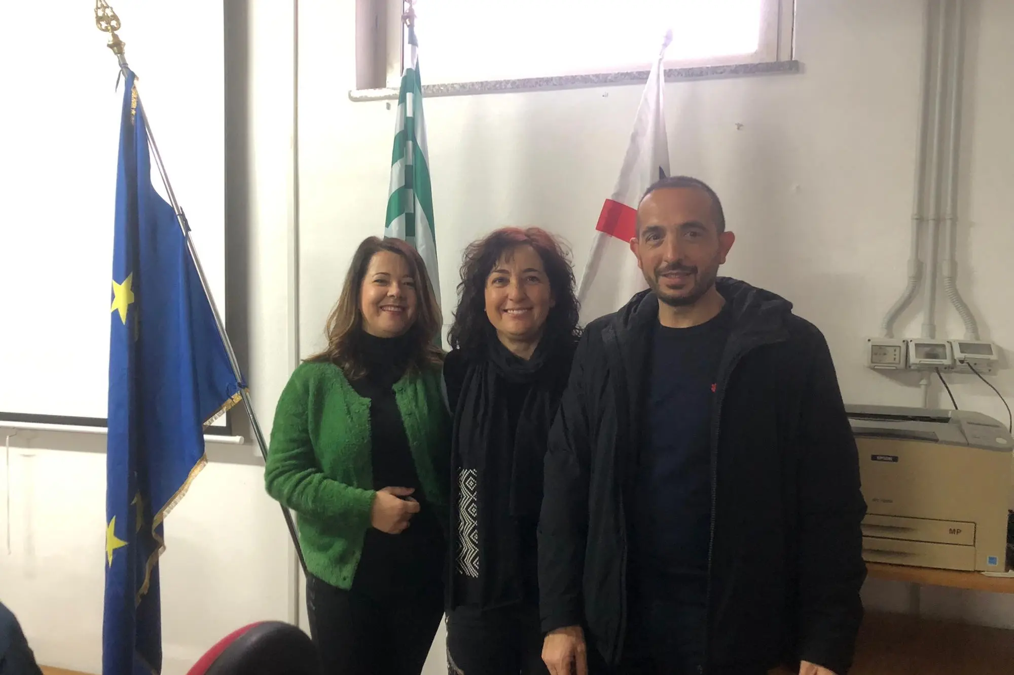 La nuova segreteria della Cisl Fp Ogliastra. Da sinistra, Laura Loi, Ida Cabras e Fabrizio Meloni (foto Secci)
