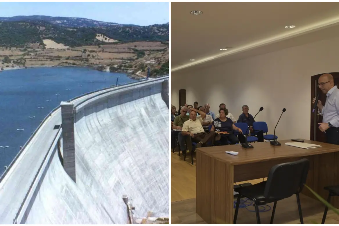 La diga Eleonora e la riunione dei sindaci a Oristano (foto L'Unione Sarda)