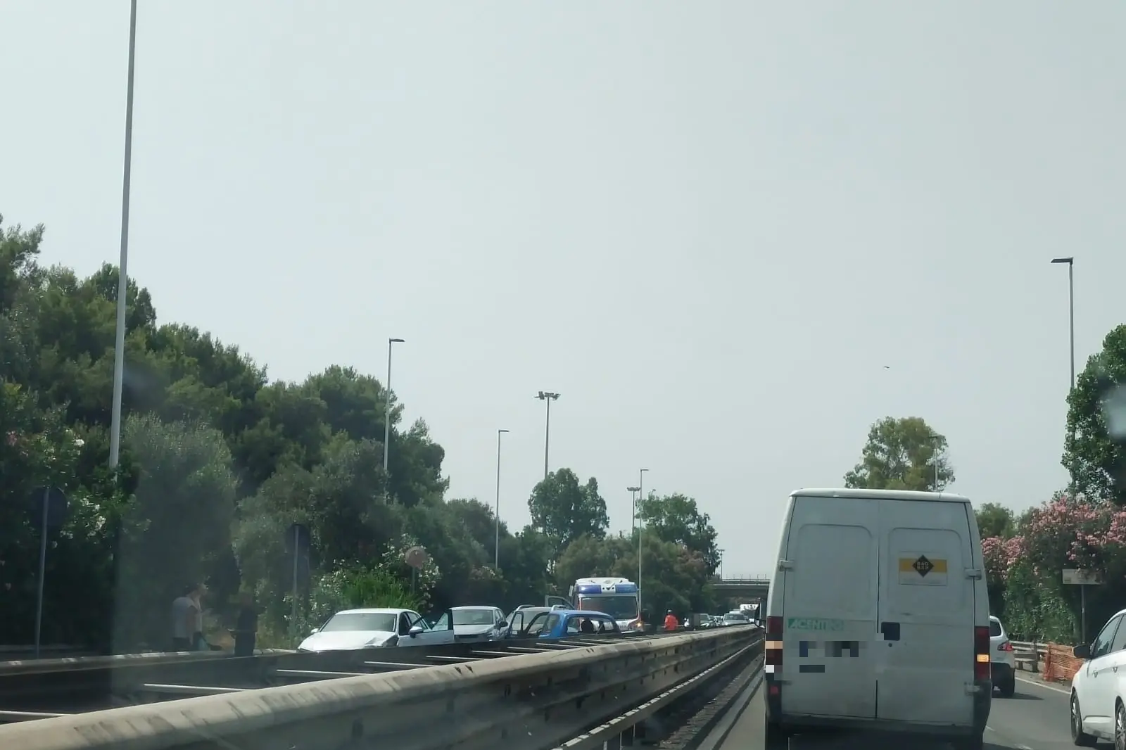 L'incidente sull'Asse mediano (Foto: L'Unione Sarda)
