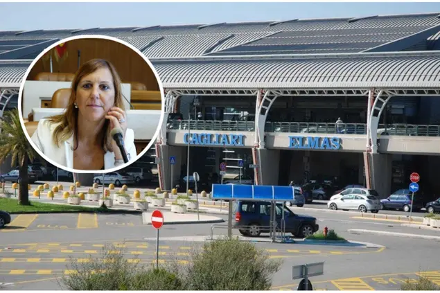 L'aeroporto di Elmas e, nel tondo, Alessandra Zedda (Archivio L'Unione Sarda)