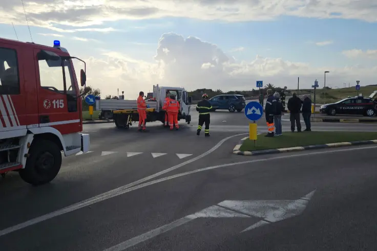 L'incidente a Porto Torres (foto Pala)