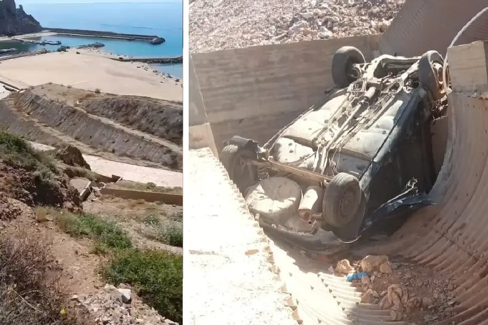 L'auto sul fondo del canalone