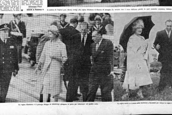 La visita dei Windsor in Sardegna, immortalata sulla prima pagina de &quot;L'Unione Sarda&quot; del 30 aprile 1961
