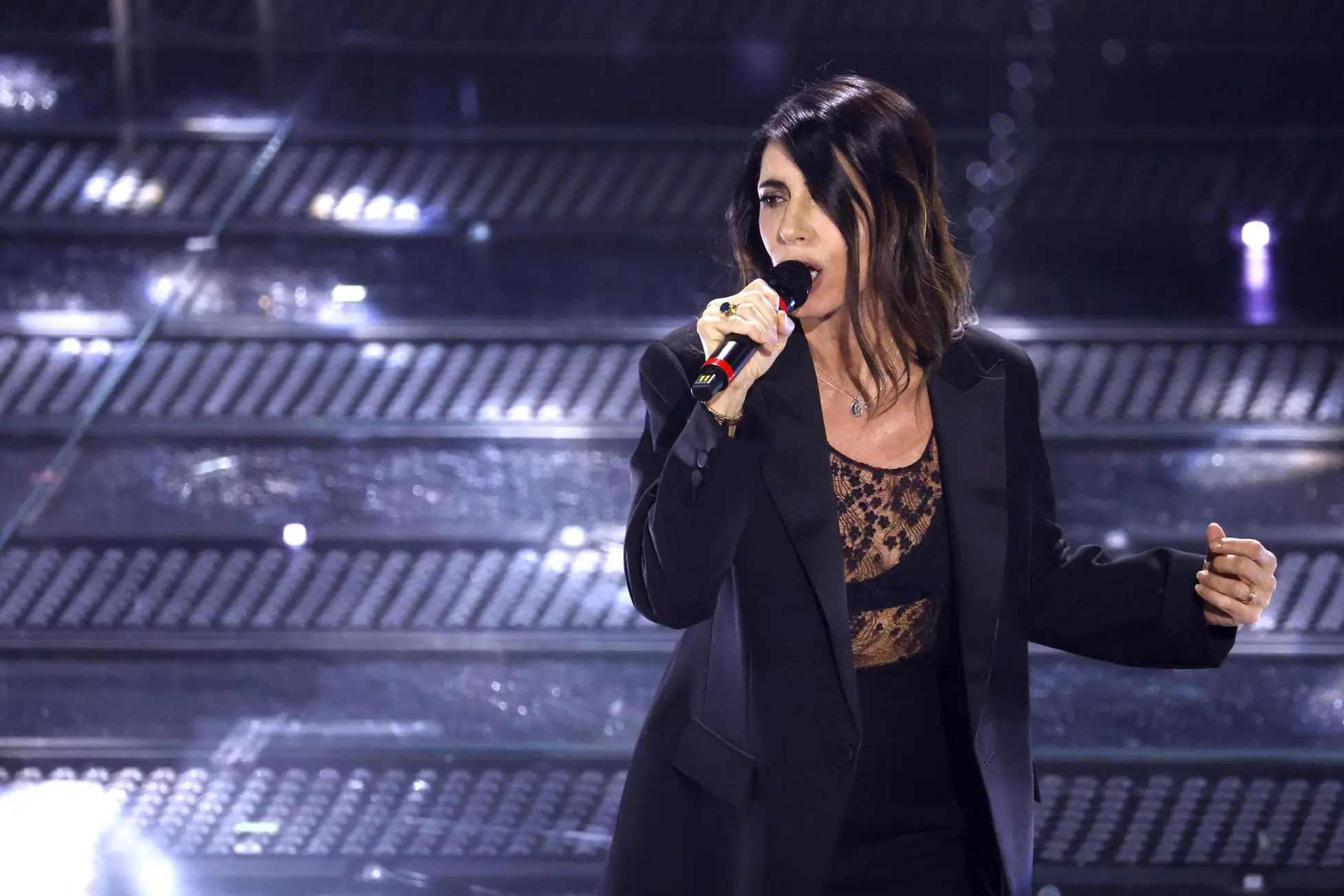Italian singer Giorgia performs on stage at the Ariston theatre during the 75th edition of the Sanremo Italian Song Festival, in Sanremo, Italy, 12 February 2025. The music festival will run from 11 to 15 February 2025. ANSA/FABIO FRUSTACI