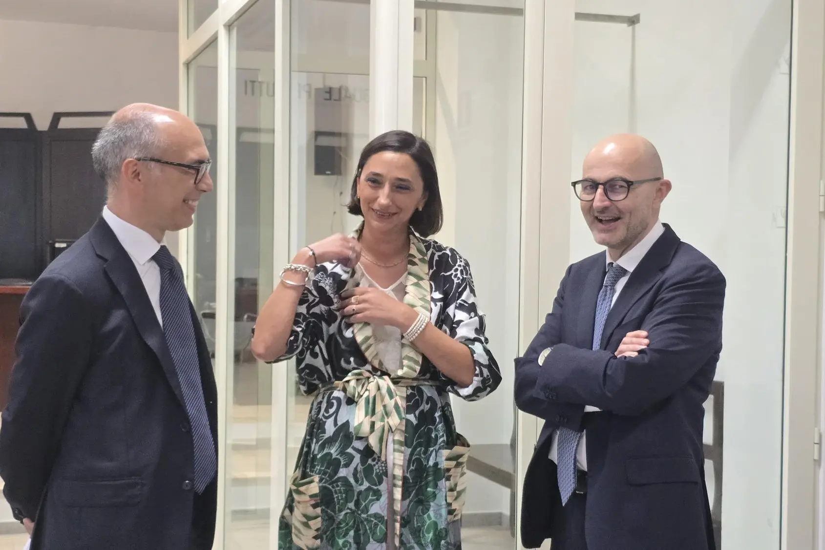 Da sinistra Nicola Caschili (presidente del Tribunale), Giovanna Morra (sostituta procuratrice) e Fabio Pinelli (vicepresidente Csm)