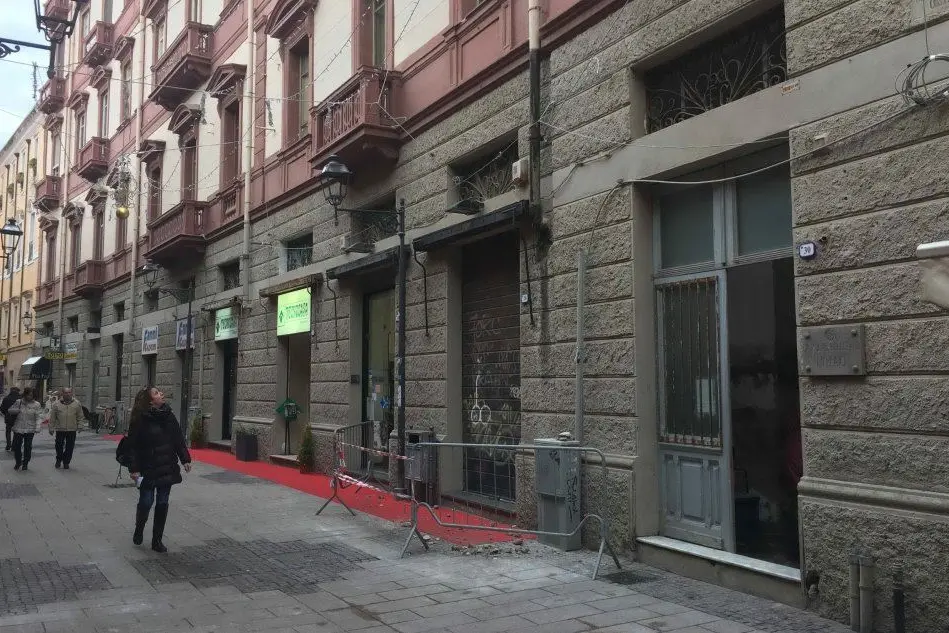 Il tratto del corso Umberto transennato