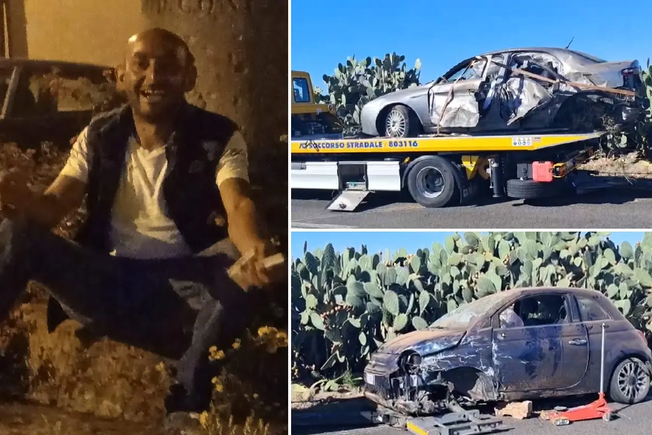 Giacomo Pilloni e le auto coinvolte nell'incidente sulla 196 a Villasor