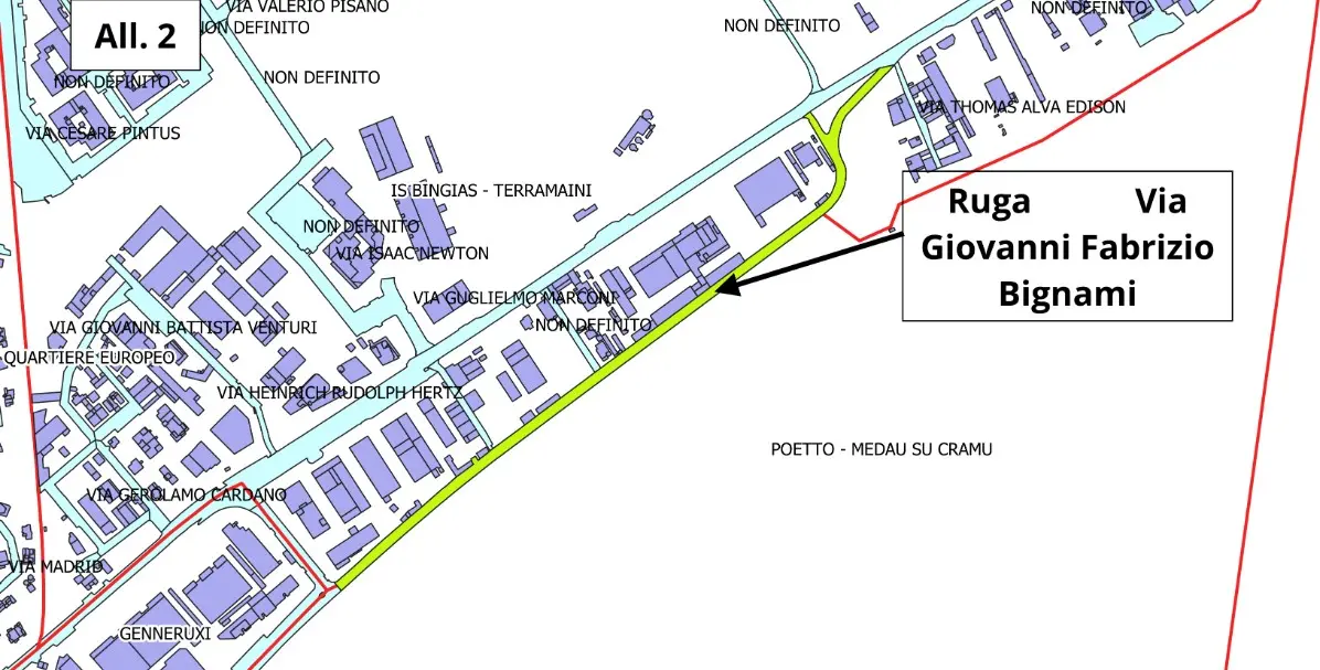 L'indicazione di via Giovanni Fabrizio Bignami