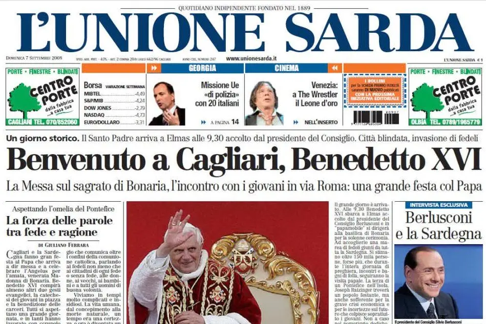 #AccaddeOggi: 7 settembre 2008, Papa Benedetto XVI in visita a Cagliari