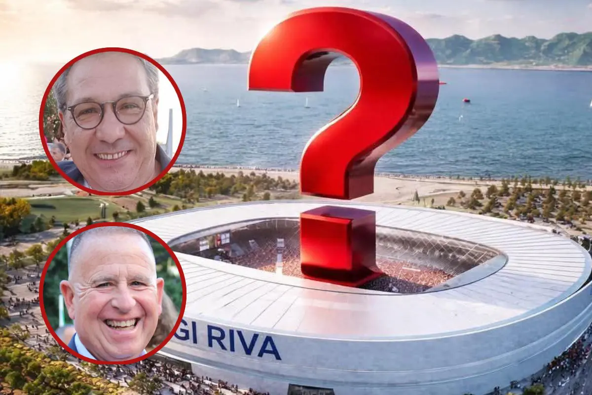 Lo stadio e, nei riquadri, Giuseppe Farris (in alto) e Giuseppe Macciotta