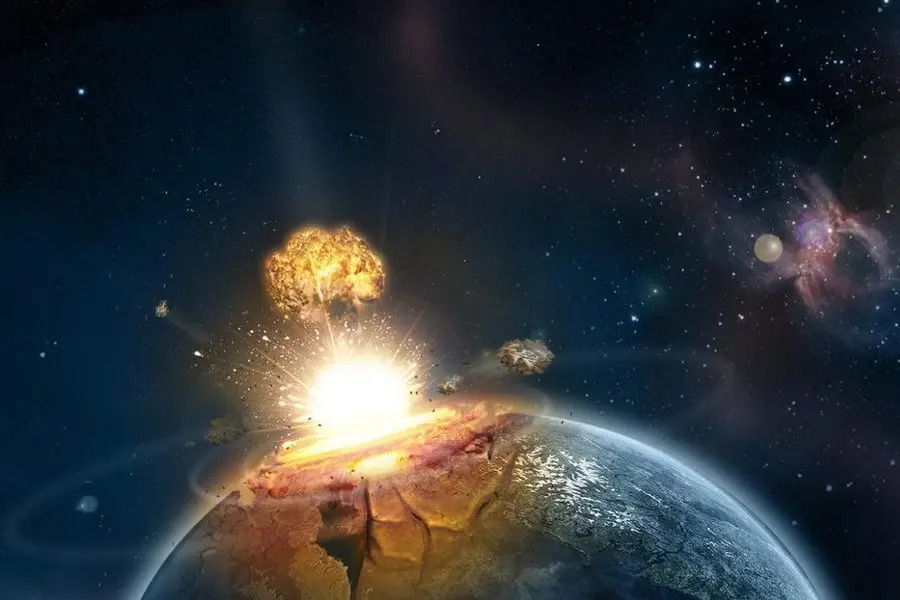 La simulazione di un impatto tra un asteroide e la Terra (archivio L'Unione Sarda)