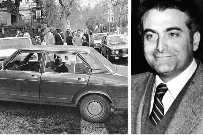 Piersanti Mattarella e l'auto in cui è stato ucciso (Ansa)