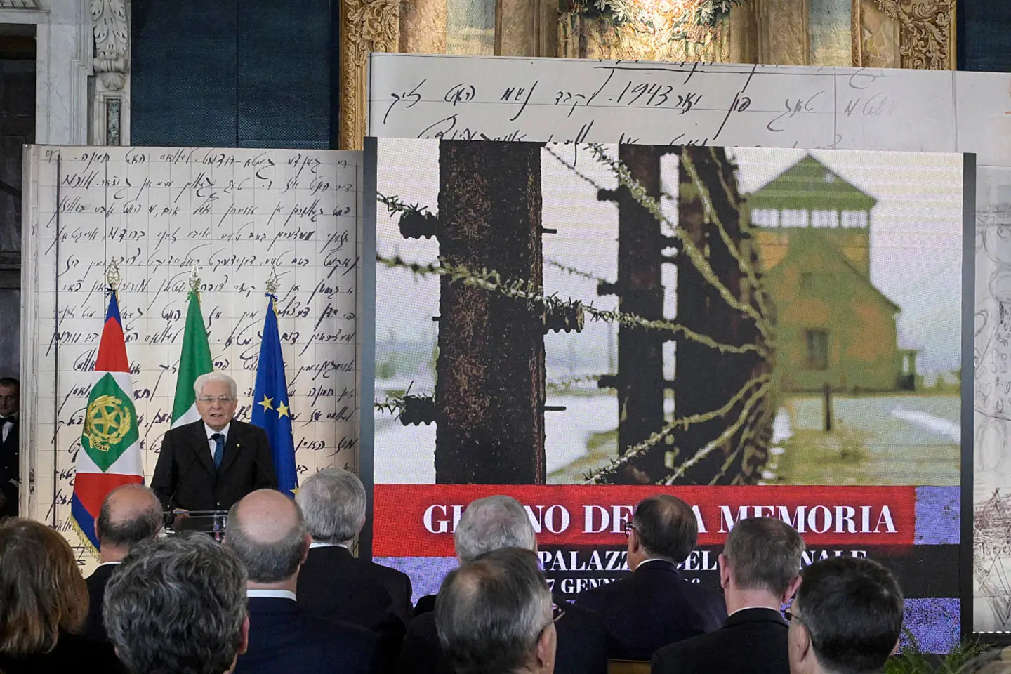 Il Presidente della Repubblica, Sergio Mattarella, durante la celebrazione del Giorno della Memoria al Quirinale, Roma, 27 gennaio 2026. ANSA/RICCARDO ANTIMIANI