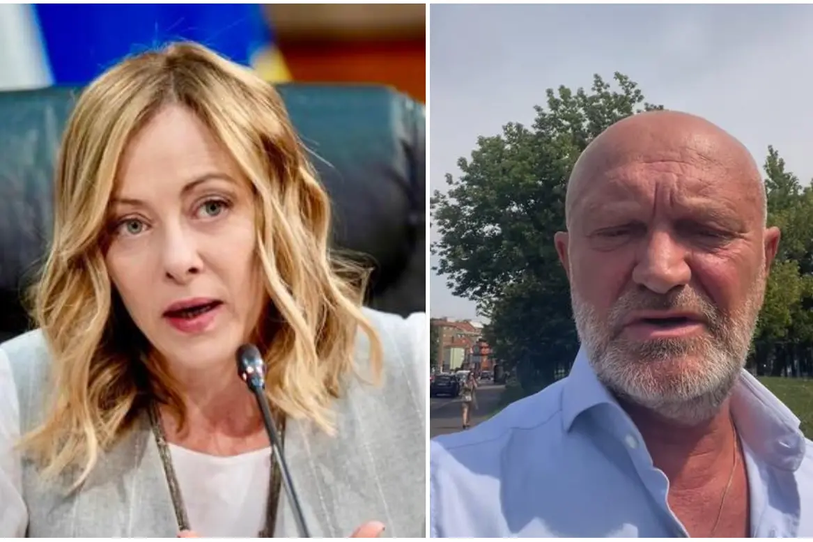 Giorgia Meloni (Ansa) e Andrea Pucci (frame Instagram)