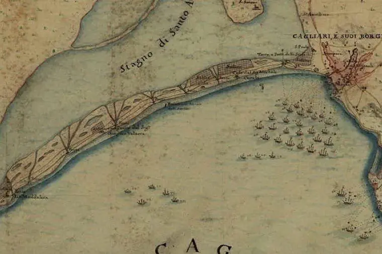 La laguna di Santa Gilla in una carta storica
