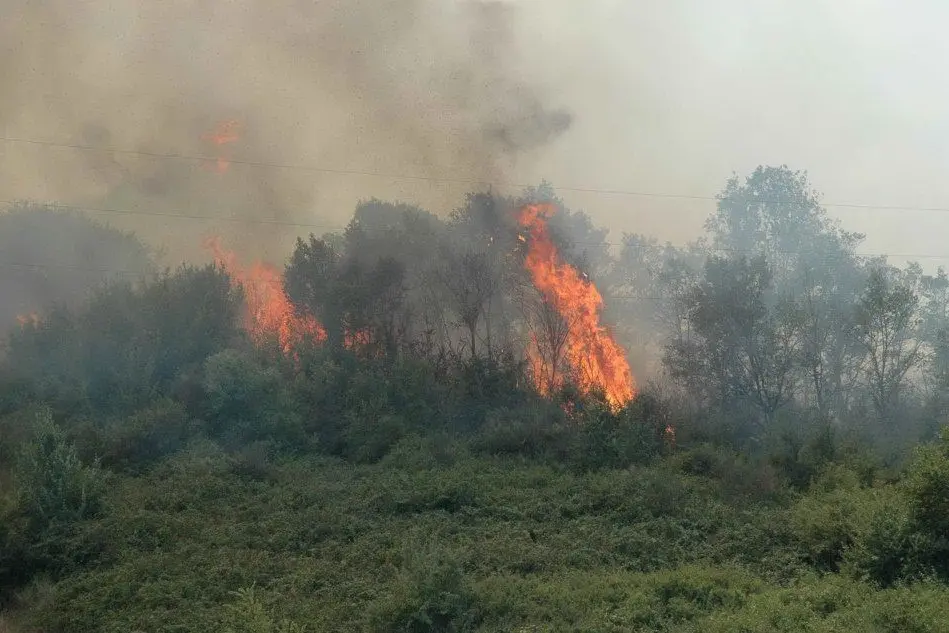 Uno degli incendi (foto Regione Sardegna)